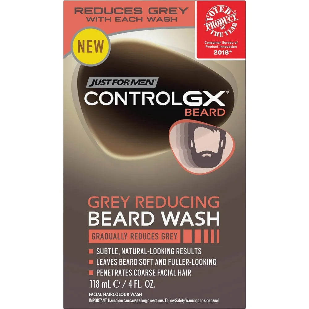 Just For Men Control GX Grey Reducing Beard Wash – Gradual Gray Blending for Facial Hair (4 fl oz) - Beauty Exchange Beauty Supply