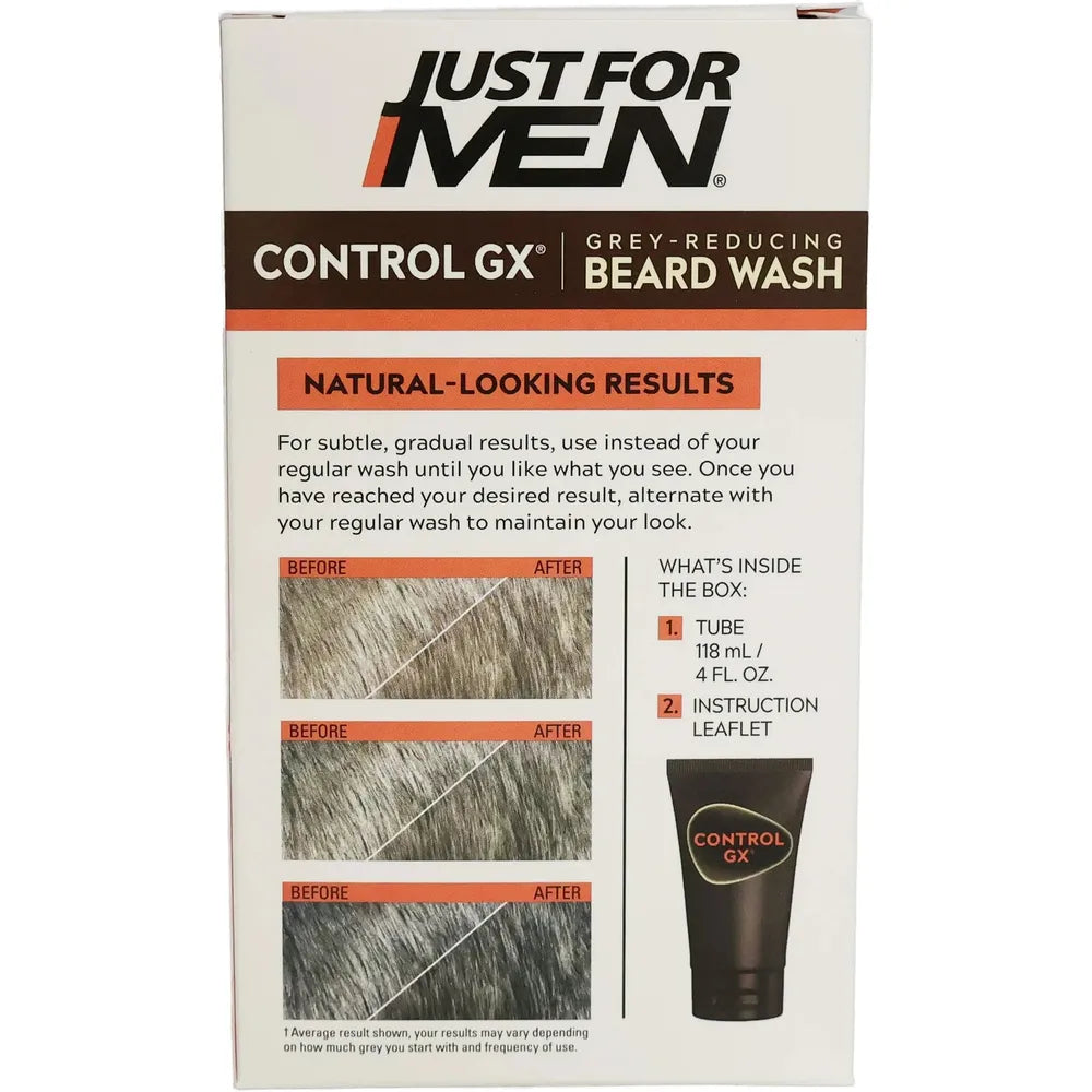 Just For Men Control GX Grey Reducing Beard Wash – Gradual Gray Blending for Facial Hair (4 fl oz) - Beauty Exchange Beauty Supply