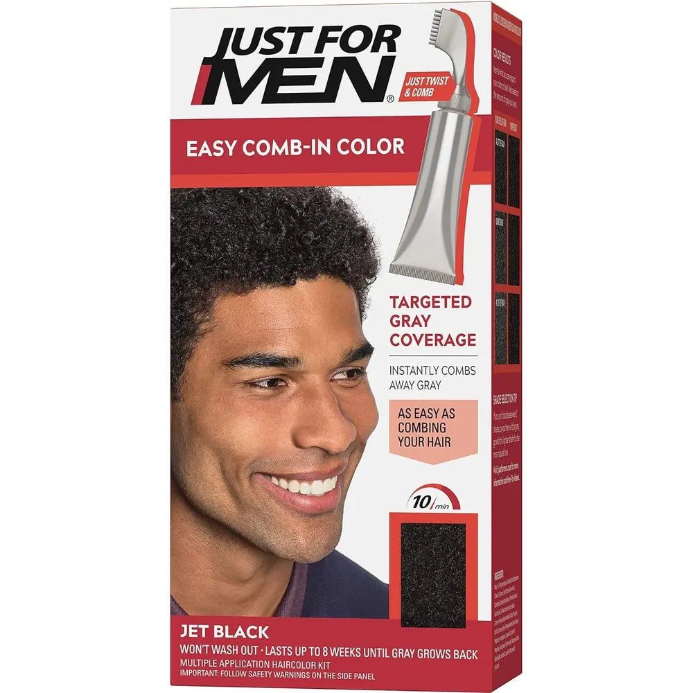 Just For Men Easy Comb - In Hair Color for Men with Applicator – Gray Coverage (A50 Darkest Brown, A55 Real Black, A60 Jet Black) - Beauty Exchange Beauty Supply