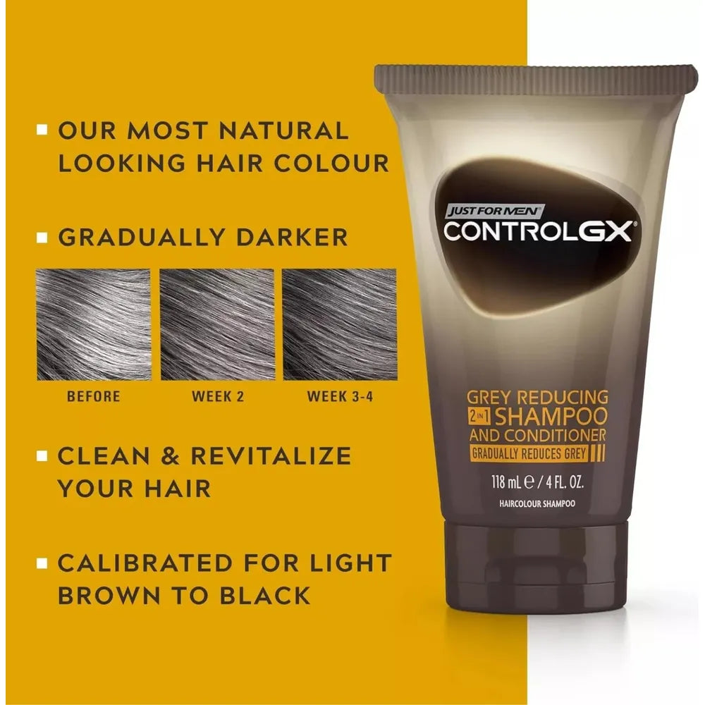 Just For Men Grey Reducing 2 - in - 1 Shampoo & Conditioner – Gradual Grey Blending, 5 fl oz - Beauty Exchange Beauty Supply
