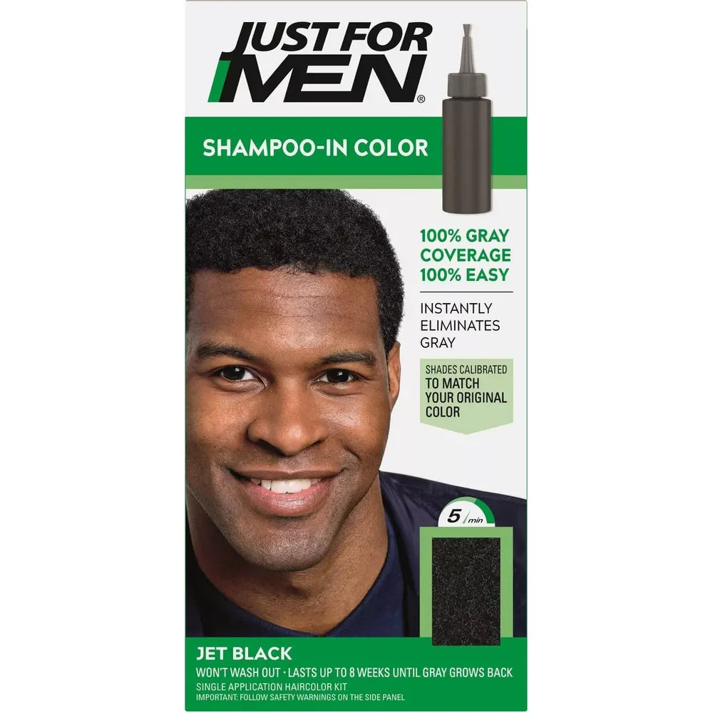 Just For Men Shampoo - In Color – Gray Hair Coverage for Men (H55 Real Black, H60 Jet Black, H50 Darkest Brown, H50A Darkest Brown Black) - Beauty Exchange Beauty Supply