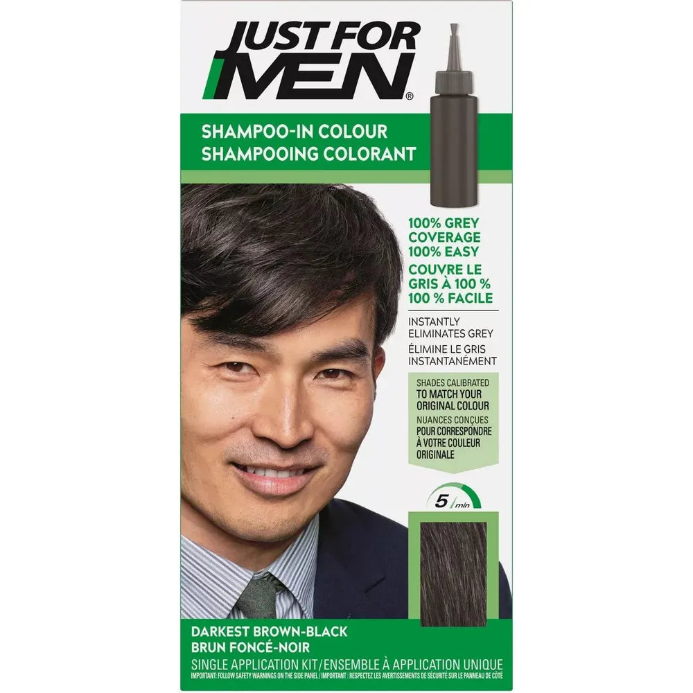 Just For Men Shampoo - In Color – Gray Hair Coverage for Men (H55 Real Black, H60 Jet Black, H50 Darkest Brown, H50A Darkest Brown Black) - Beauty Exchange Beauty Supply