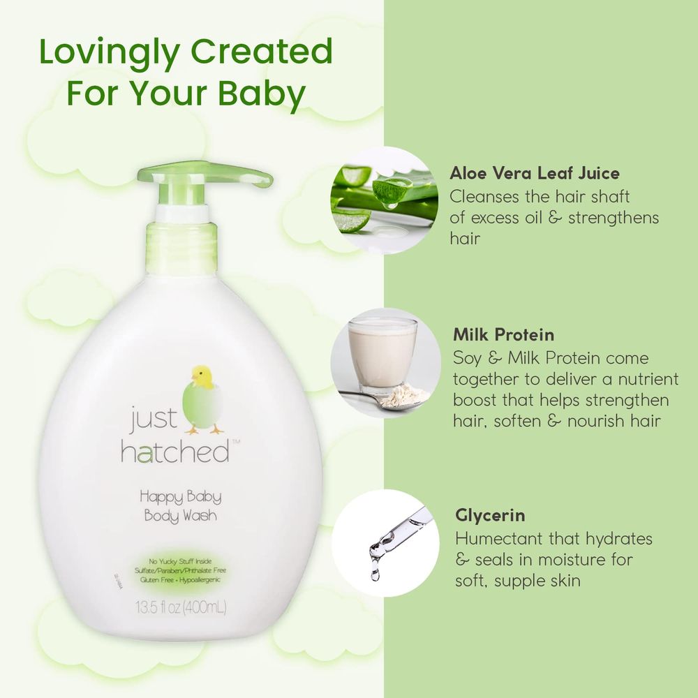 Just Hatched Baby Wash Collection | 3 Variants - Shampoo & Body Wash (13.5 fl oz) - Beauty Exchange Beauty Supply