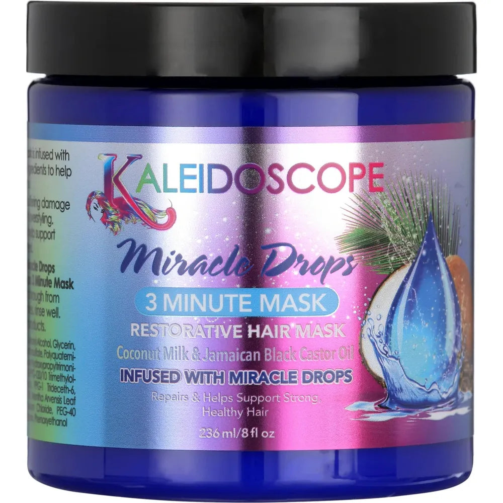 Kaleidoscope Miracle Drops - 3 Minute Mask | All Hair Type | Moisturizing | Coconut Milk | Jamaican Black Castor Oil | Aloe Vera | 8Oz | - Beauty Exchange Beauty Supply