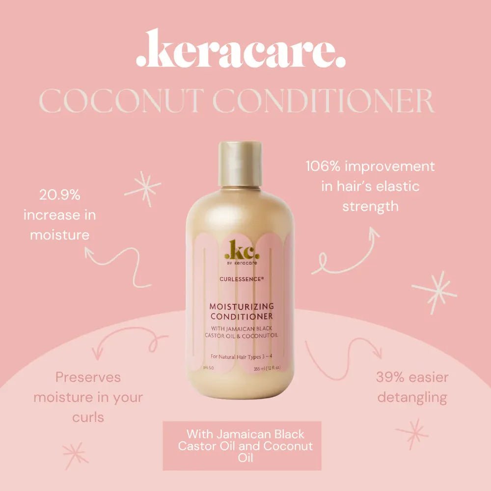 KeraCare CurlEssence Moisturizing Hair Care Trio – Shampoo, Conditioner & Co - Wash with Jamaican Black Castor & Coconut Oil | Hydrating, Curl - Defining, Sulfate - Free – 8oz Each - Beauty Exchange Beauty Supply