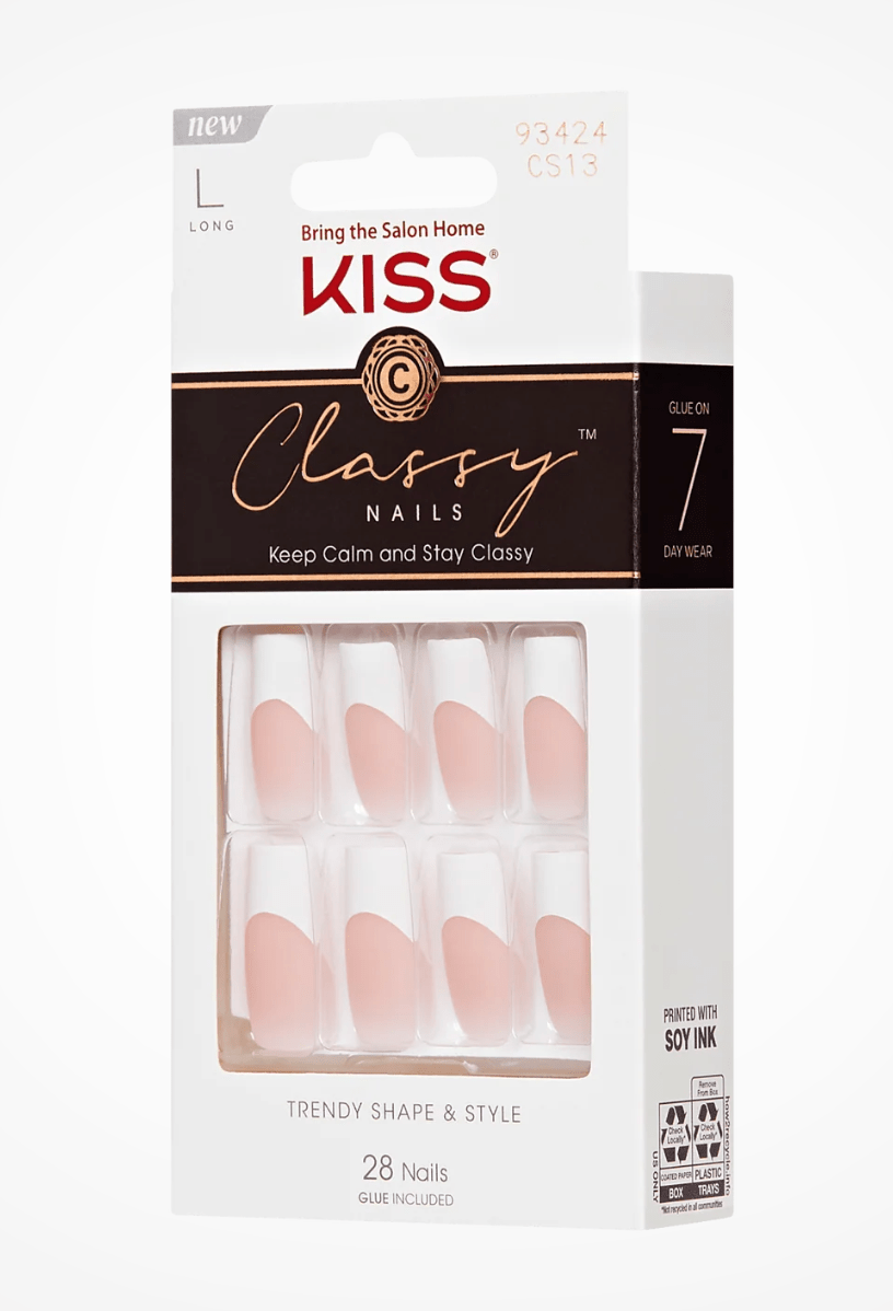 KISS Classy Premium Press - On Nails – 30 - Count Ready - to - Wear - Beauty Exchange Beauty Supply