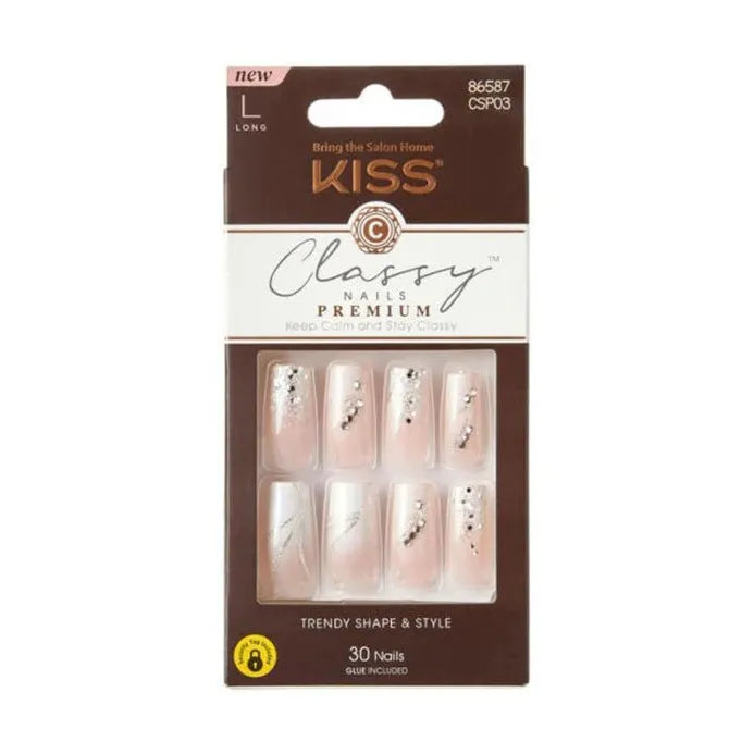 KISS Classy Premium Press - On Nails – 30 - Count Ready - to - Wear CSP Series with Elegant, Trendy Designs (Styles 02, 03, 09, 10, 11, 50, 52) - Beauty Exchange Beauty Supply