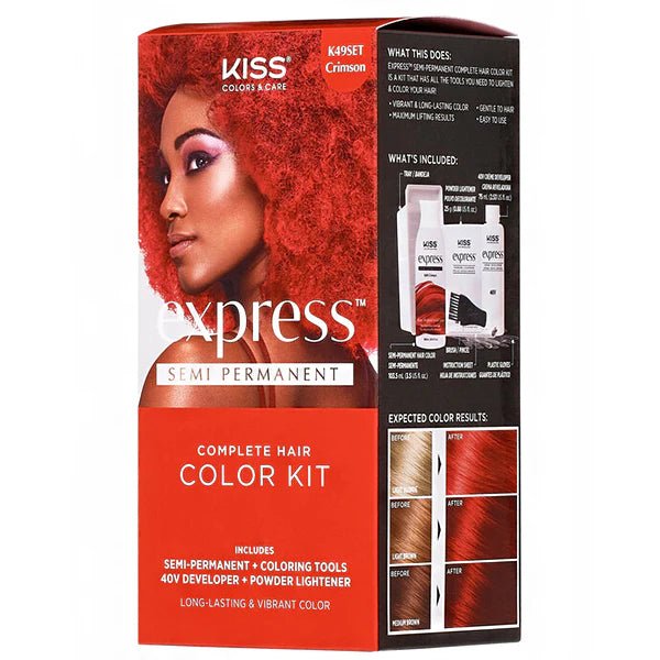 Kiss Colors & Care – Crimson Express Semi - Permanent Hair Color Kit - Beauty Exchange Beauty Supply