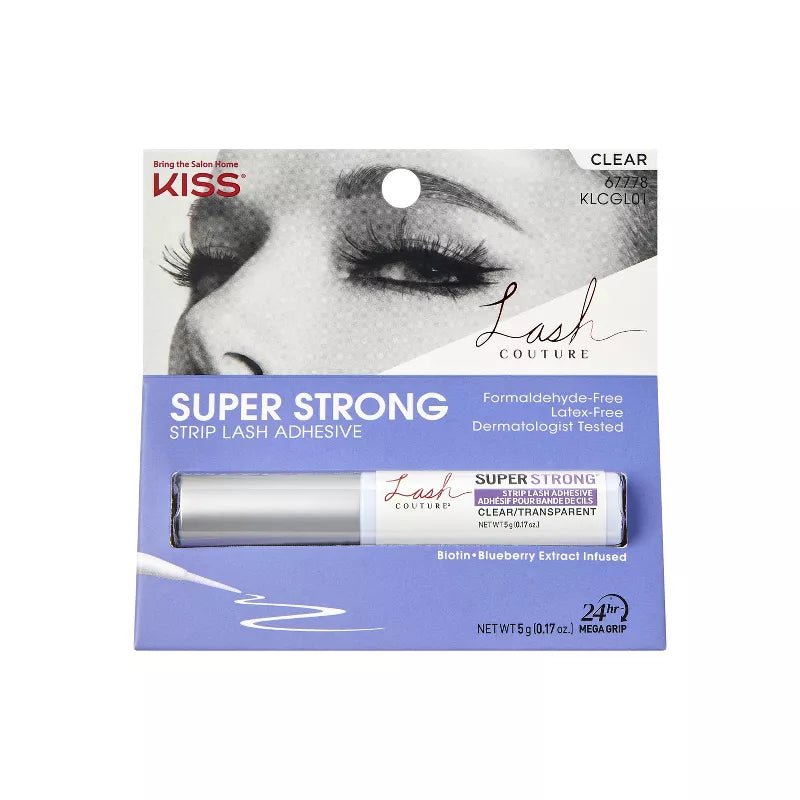 KISS Lash Couture Latex - Free Super Strong Eyelash Adhesive – Black Gel & Clear | 5g (0.17 oz.) | Extra Hold, Gentle Wear - Beauty Exchange Beauty Supply
