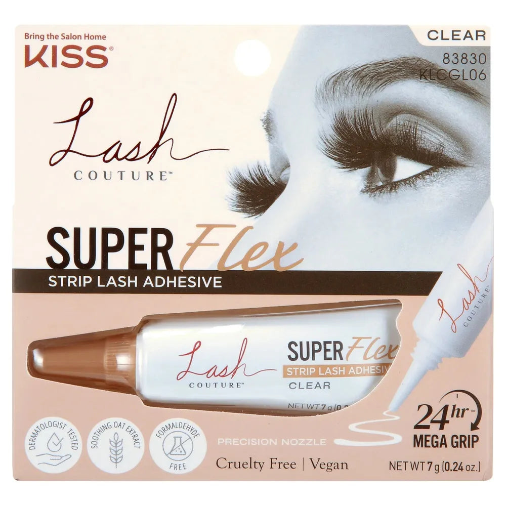 KISS Lash Couture Super Flex Oat - Infused Lash Adhesive – Black & White | Latex - Free, Flexible Hold | 7g (0.24 oz.) - Beauty Exchange Beauty Supply