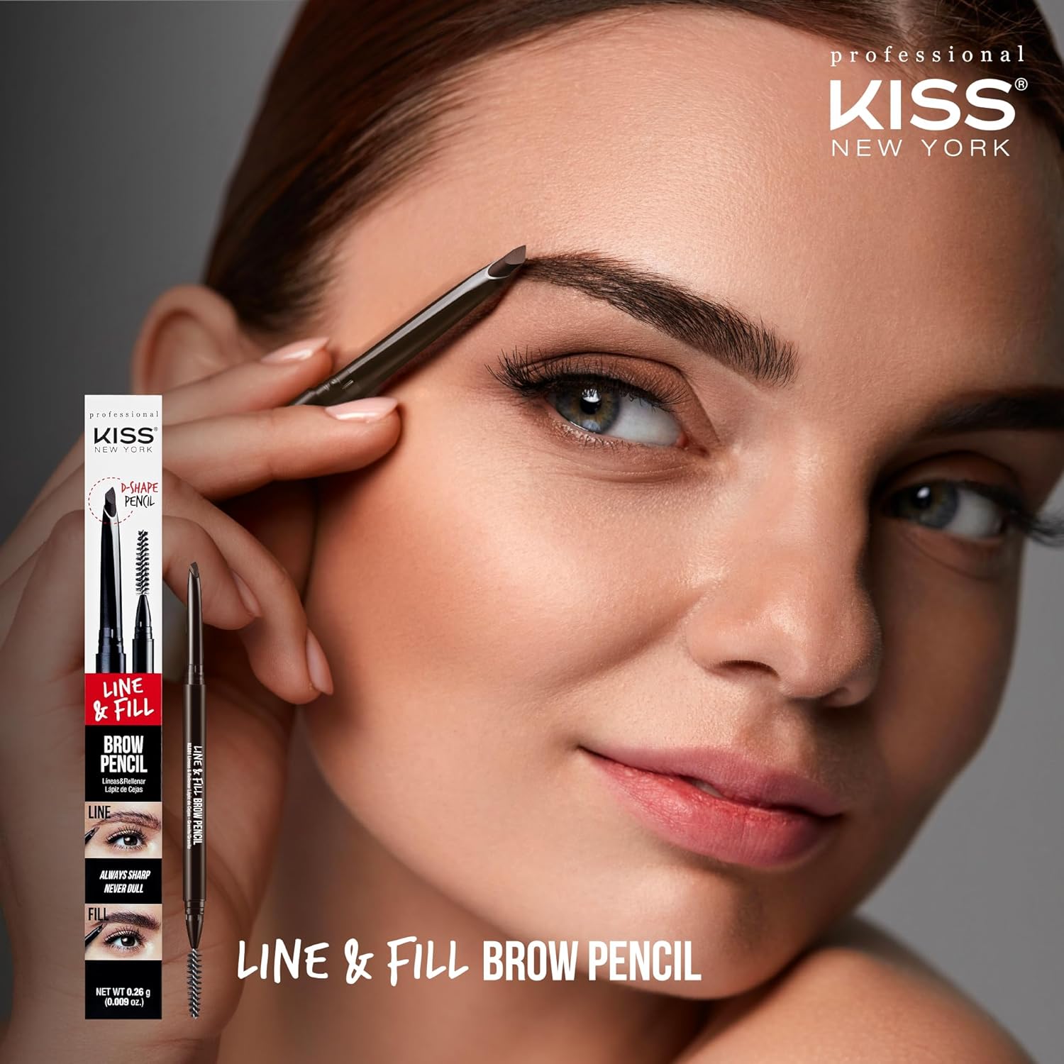 KISS Line & Fill Brow Pencil – 0.26g - Beauty Exchange Beauty Supply