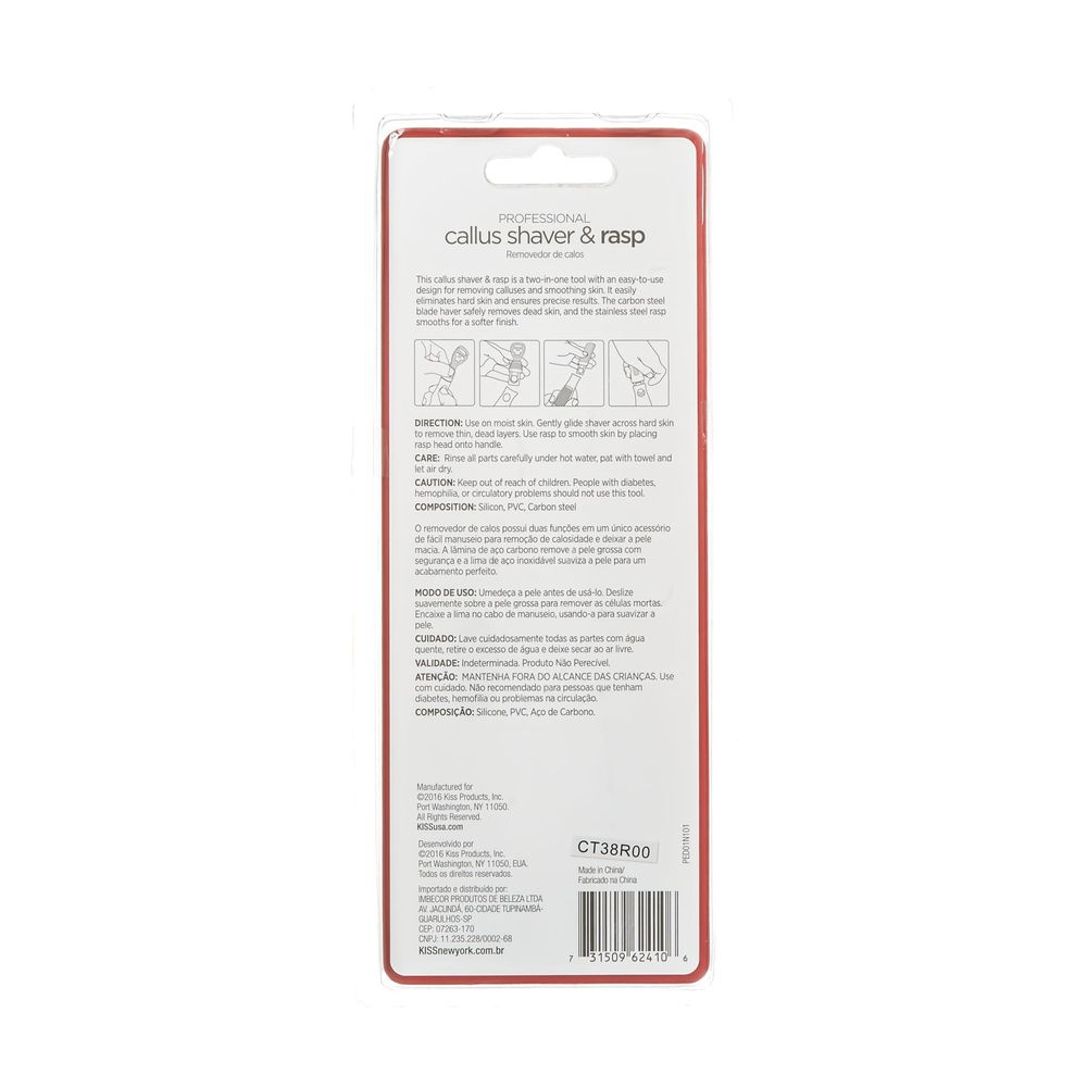 KISS NEW YORK Callus Shaver & Rasp – 2 - In - 1 Tool for Smooth, Soft Feet - Beauty Exchange Beauty Supply