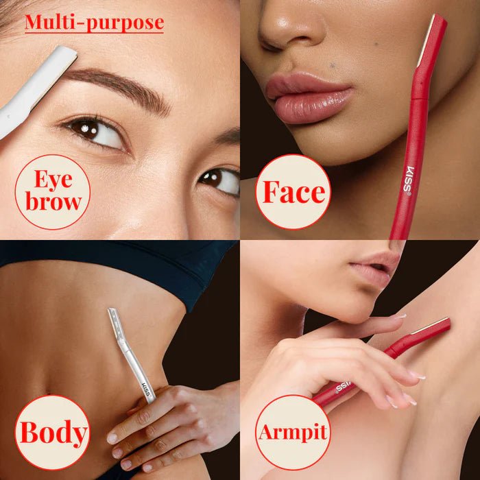 KISS NEW YORK Eyebrow Shaper & Dermaplaning Tool โ Multi - Purpose Face Razor | 1pc, 3pcs, 5pcs - Beauty Exchange Beauty Supply