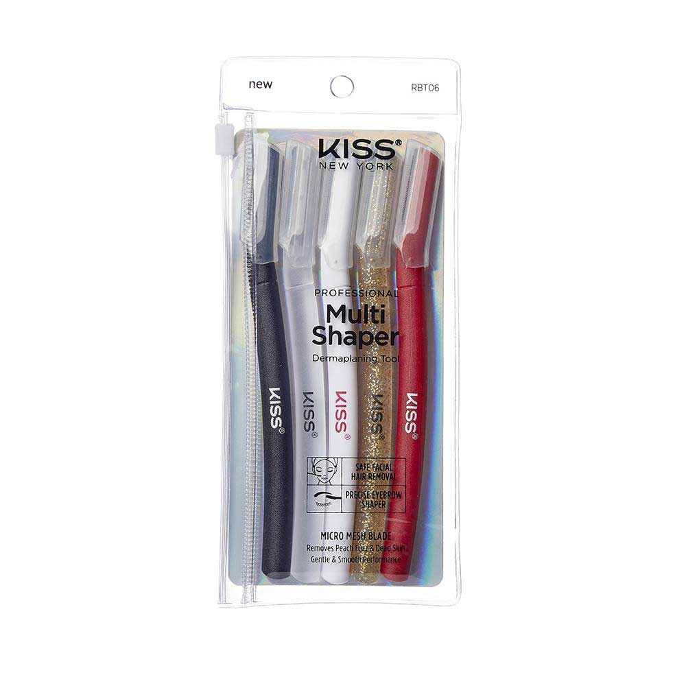 KISS NEW YORK Eyebrow Shaper & Dermaplaning Tool โ Multi - Purpose Face Razor | 1pc, 3pcs, 5pcs - Beauty Exchange Beauty Supply