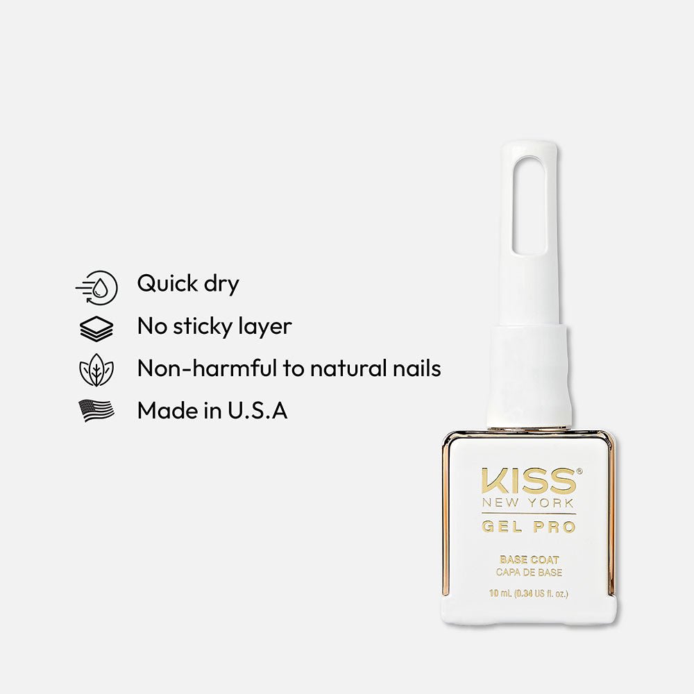 KISS NEW YORK Gel Pro Base Coat – Long - Lasting Grip, Smooth Gel Prep (10ml / 0.34oz) - Beauty Exchange Beauty Supply
