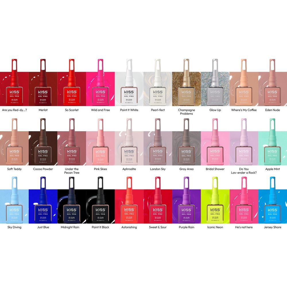 Kiss New York Gel Pro Gel Nail Polish (10ml) – "Silver Bells," "Sparkling Burgundy," "Gold Rush" – Soak - Off UV/LED, HEMA - Free, TPO - Free - Beauty Exchange Beauty Supply