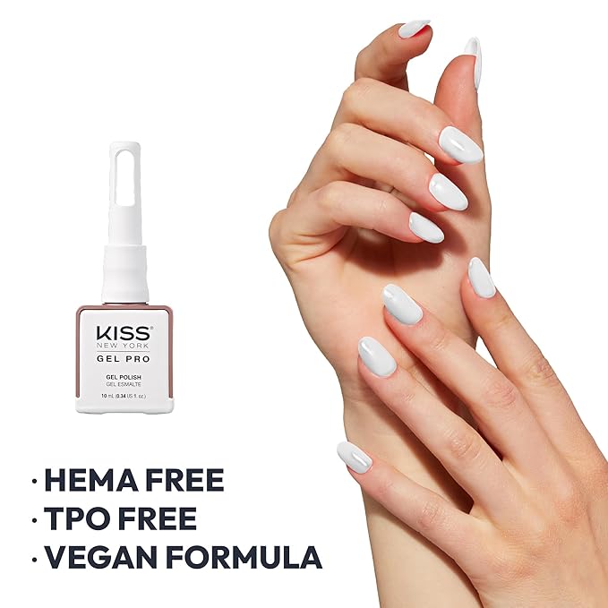 Kiss New York Gel Pro – "Paint It White" Gel Nail Polish (10ml) – Soak - Off UV/LED, HEMA - Free, TPO - Free - Beauty Exchange Beauty Supply