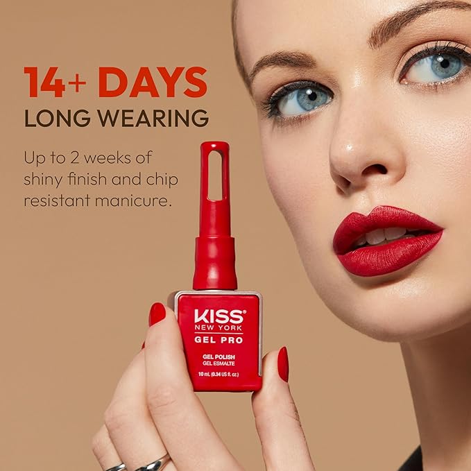 Kiss New York Gel Pro – "So Scarlet" Gel Nail Polish (10ml) – Soak - Off UV/LED, HEMA - Free, TPO - Free - Beauty Exchange Beauty Supply