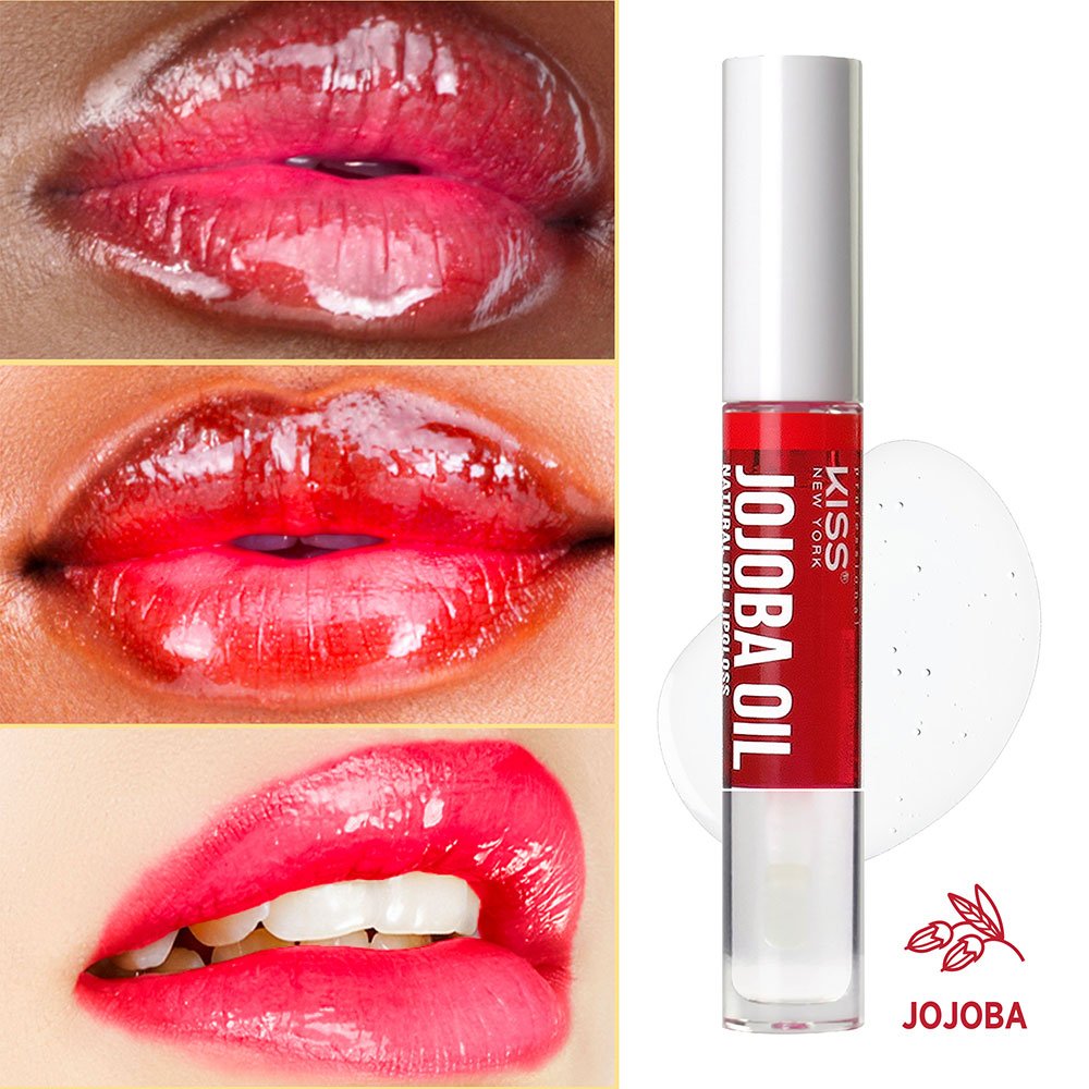 KISS NEW YORK PROFESSIONAL Natural Oil Lip Gloss โ Hydrating Shine Infused with Real Gold Flakes | 10 Variants - Beauty Exchange Beauty Supply