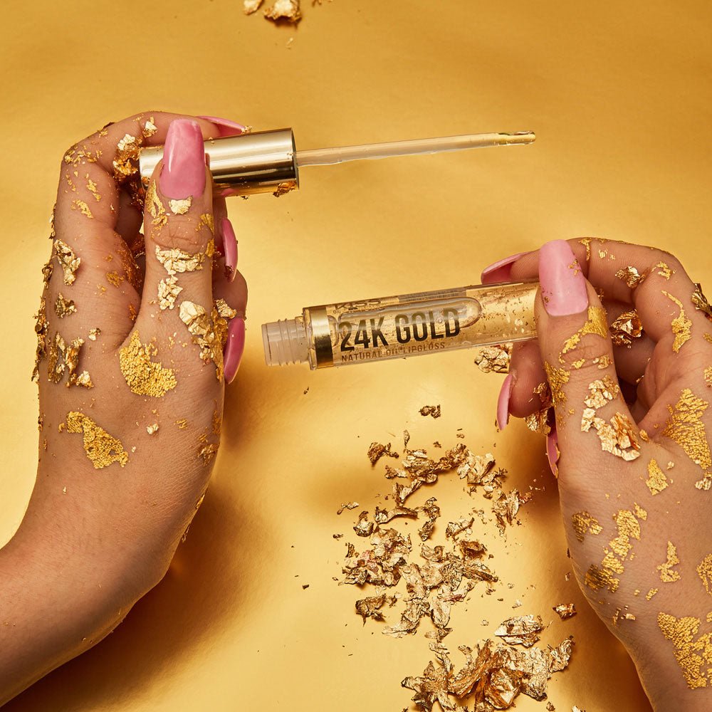 KISS NEW YORK PROFESSIONAL Natural Oil Lip Gloss โ Hydrating Shine Infused with Real Gold Flakes | 10 Variants - Beauty Exchange Beauty Supply