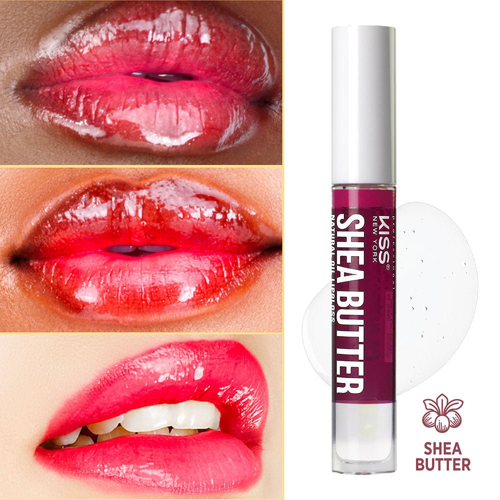 KISS NEW YORK PROFESSIONAL Natural Oil Lip Gloss โ Hydrating Shine Infused with Real Gold Flakes | 10 Variants - Beauty Exchange Beauty Supply