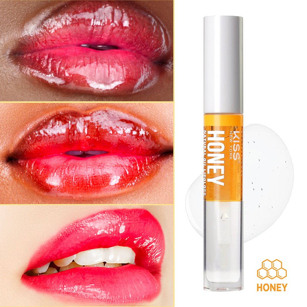 KISS NEW YORK PROFESSIONAL Natural Oil Lip Gloss โ Hydrating Shine Infused with Real Gold Flakes | 10 Variants - Beauty Exchange Beauty Supply