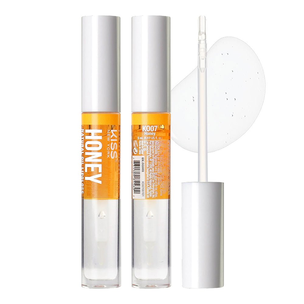 KISS NEW YORK PROFESSIONAL Natural Oil Lip Gloss โ Hydrating Shine Infused with Real Gold Flakes | 10 Variants - Beauty Exchange Beauty Supply