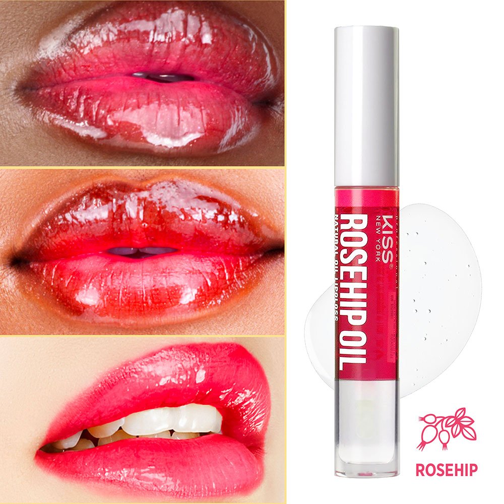 KISS NEW YORK PROFESSIONAL Natural Oil Lip Gloss โ Hydrating Shine Infused with Real Gold Flakes | 10 Variants - Beauty Exchange Beauty Supply