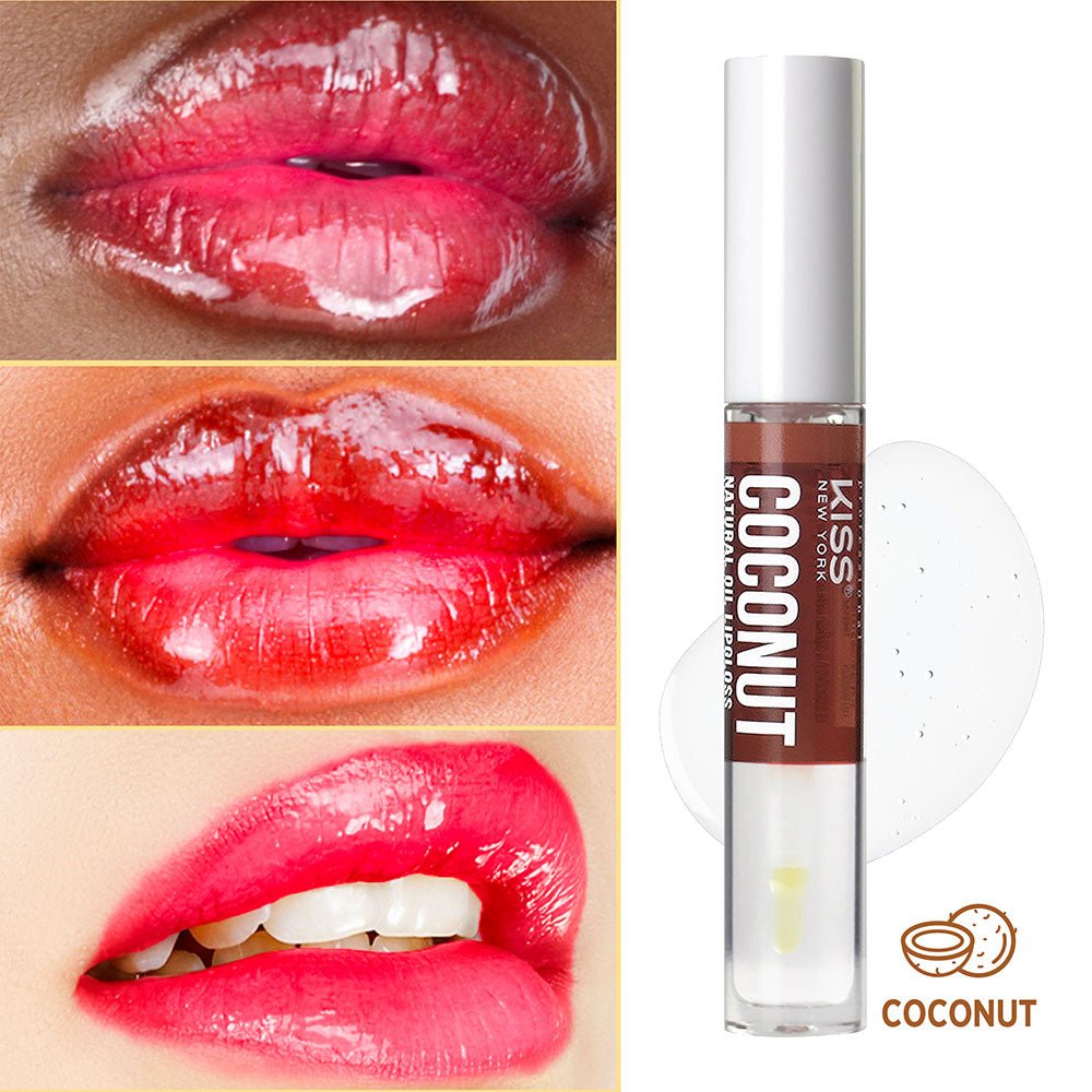 KISS NEW YORK PROFESSIONAL Natural Oil Lip Gloss โ Hydrating Shine Infused with Real Gold Flakes | 10 Variants - Beauty Exchange Beauty Supply