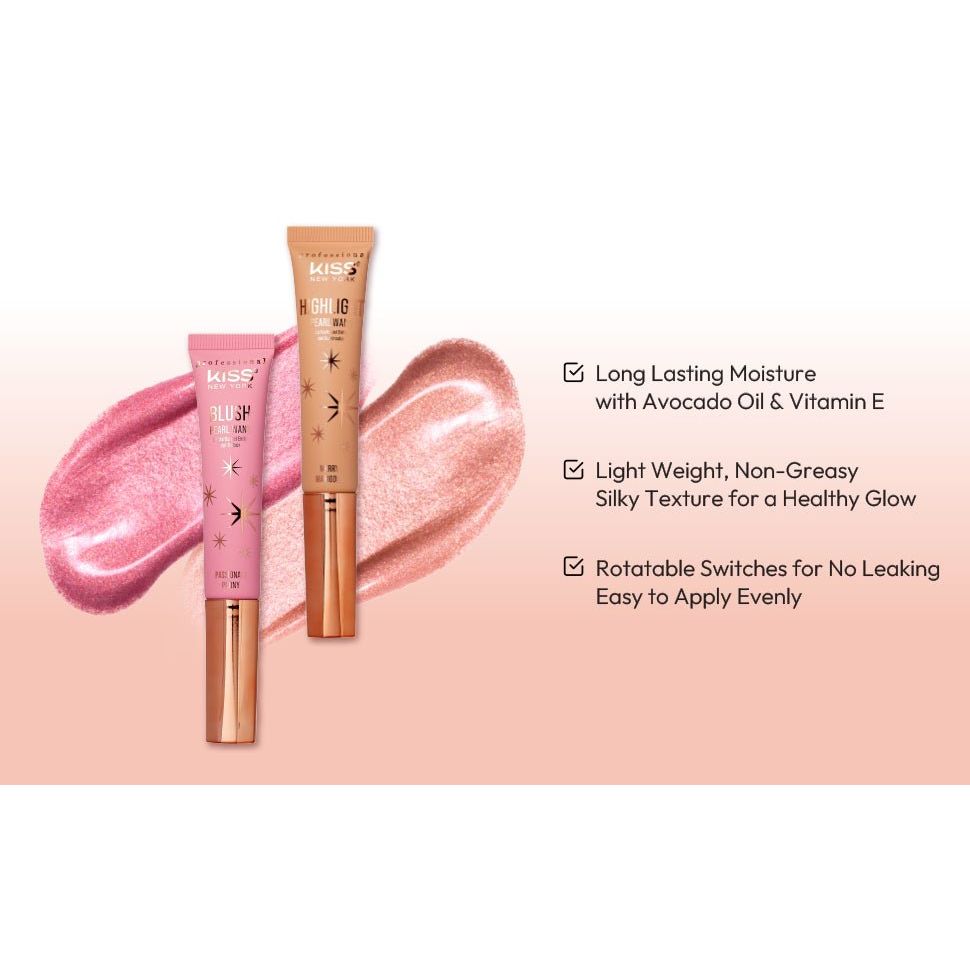 KISS NEW YORK PROFESSIONAL – Pearl Highlight Wand | Radiant Glow + Sponge Cushion Applicator | Shades 01–02 - Beauty Exchange Beauty Supply