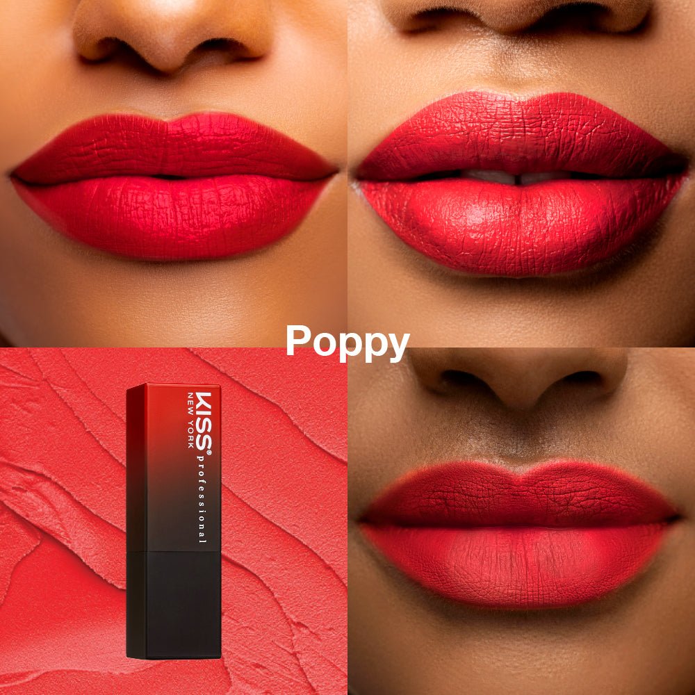 KISS NEW YORK PROFESSIONAL – Richly Pigmented Satin Lipstick | All - Day Wear & Comfort | Shades 1–12 - Beauty Exchange Beauty Supply