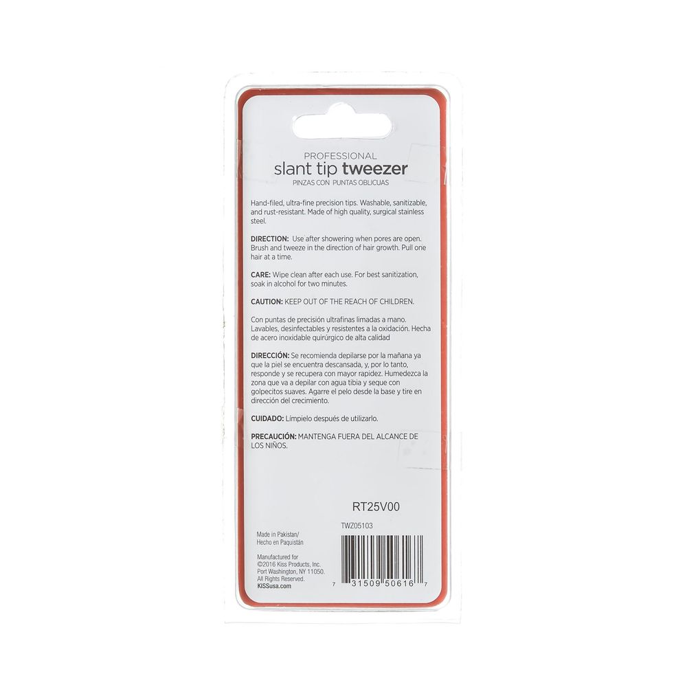 KISS NEW YORK Slant Tip Tweezer – Ultra - Fine Precision Tip for Perfect Brow Shaping & Hair Removal - Beauty Exchange Beauty Supply