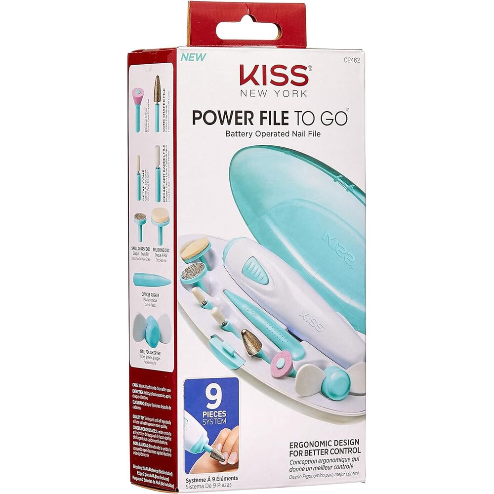 KISS Power File To Go – Battery - Powered 9 - Piece Portable Electric Nail File Kit - Beauty Exchange Beauty Supply