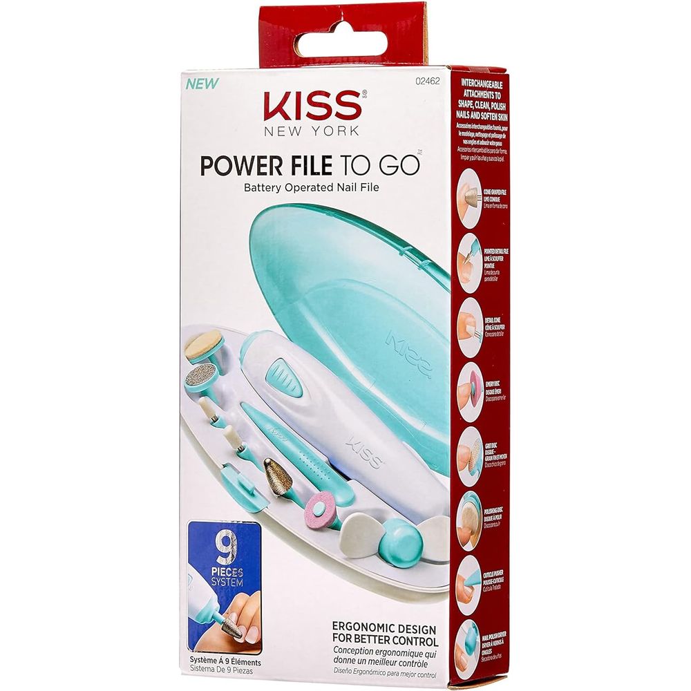 KISS Power File To Go – Battery - Powered 9 - Piece Portable Electric Nail File Kit - Beauty Exchange Beauty Supply