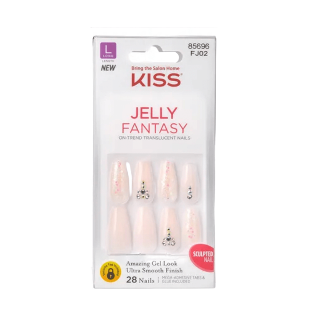 KISS Professional Gel Jelly Fantasy Nails – FJ Series Ready - to - Wear Nails (Styles 02, 06, 11) with Salon Gel Shine - Beauty Exchange Beauty Supply