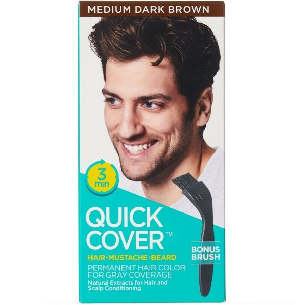 Kiss Quick Cover for Men – Permanent Hair, Beard & Mustache Color – Jet Black, Natural Black, Dark Brown, Medium Dark Brown, Medium Brown - Beauty Exchange Beauty Supply