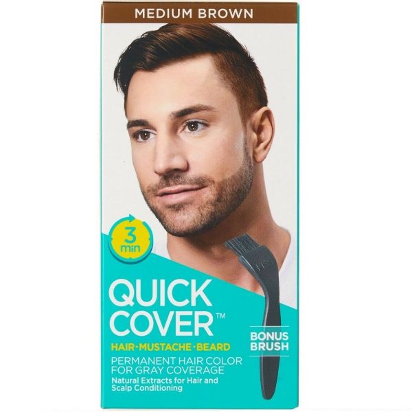 Kiss Quick Cover for Men – Permanent Hair, Beard & Mustache Color – Jet Black, Natural Black, Dark Brown, Medium Dark Brown, Medium Brown - Beauty Exchange Beauty Supply