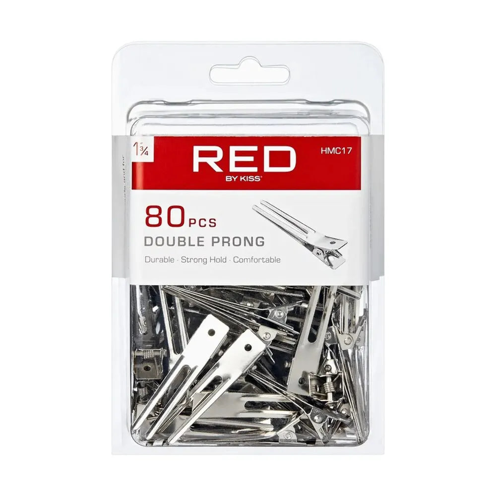 KISS RED 1¾″ Double Prong Clip – 80pcs - Beauty Exchange Beauty Supply