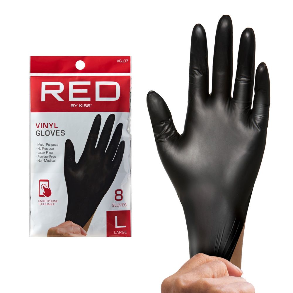 Kiss Red Black Vinyl Gloves - Beauty Exchange Beauty Supply