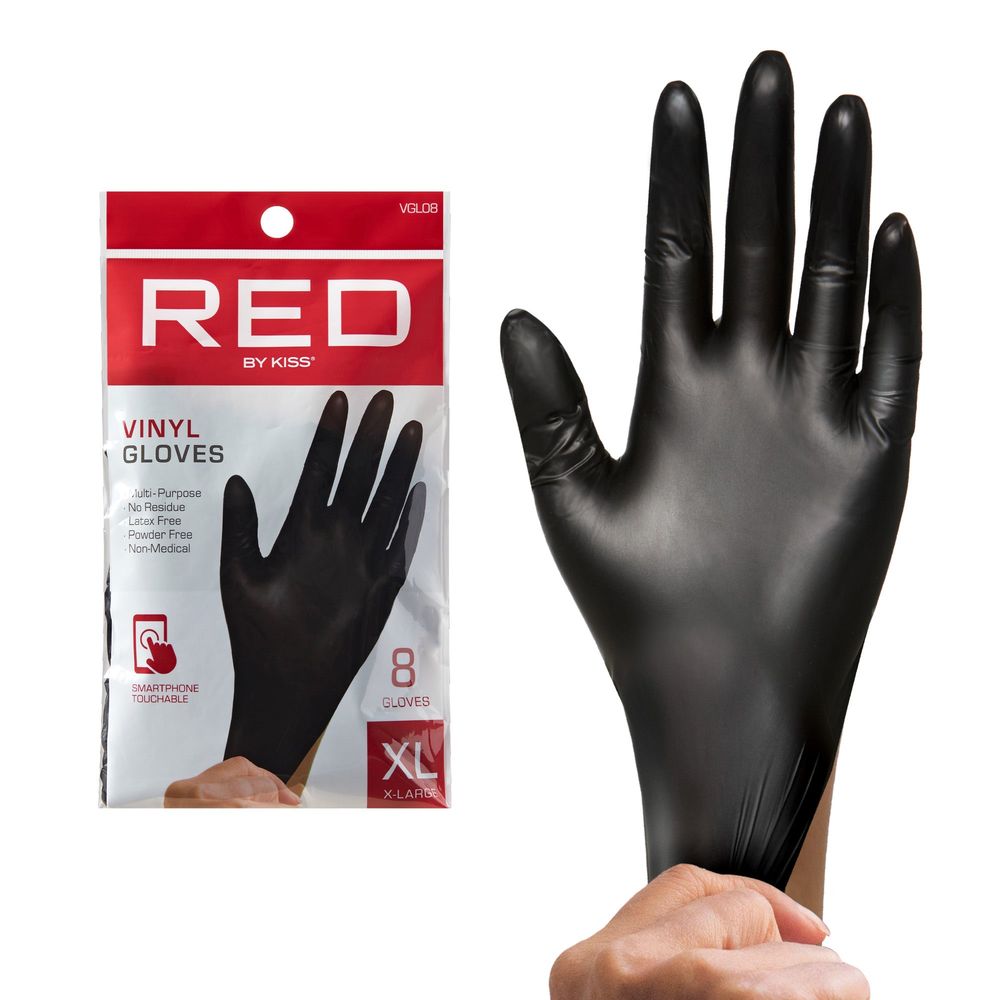 Kiss Red Black Vinyl Gloves - Beauty Exchange Beauty Supply