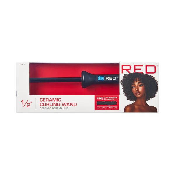 Kiss Red Ceramic Tourmaline Curling Wand 0.5 Inch - Beauty Exchange Beauty Supply