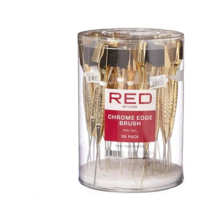 Kiss Red Edge Brush Chrome Pintail – 36pcs - Beauty Exchange Beauty Supply