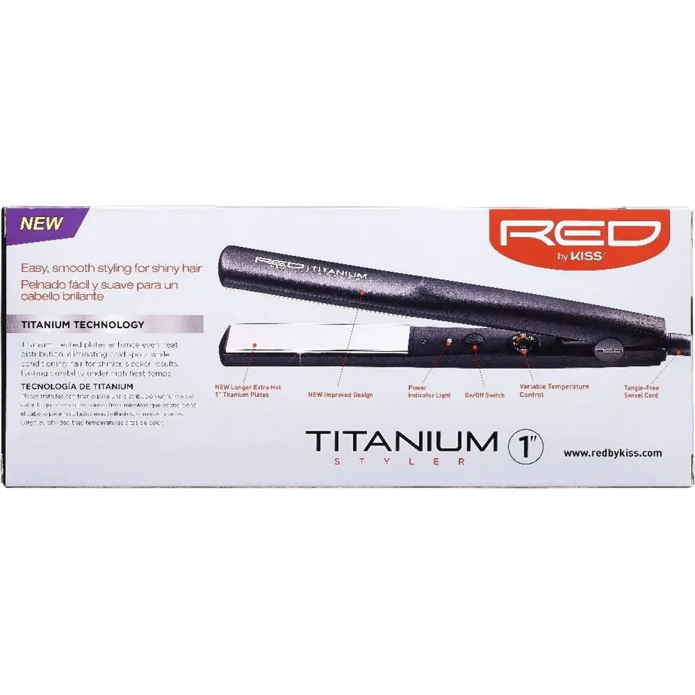 KISS RED - New Titanium Styler Flat Iron – Professional Ceramic & Titanium Technology for Sleek, Frizz - Free Hair - Beauty Exchange Beauty Supply