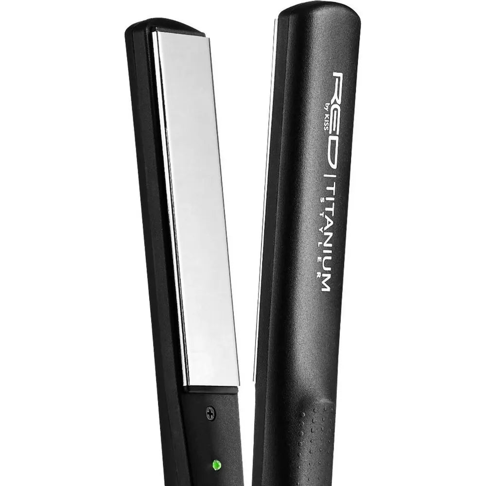 KISS RED - New Titanium Styler Flat Iron – Professional Ceramic & Titanium Technology for Sleek, Frizz - Free Hair - Beauty Exchange Beauty Supply