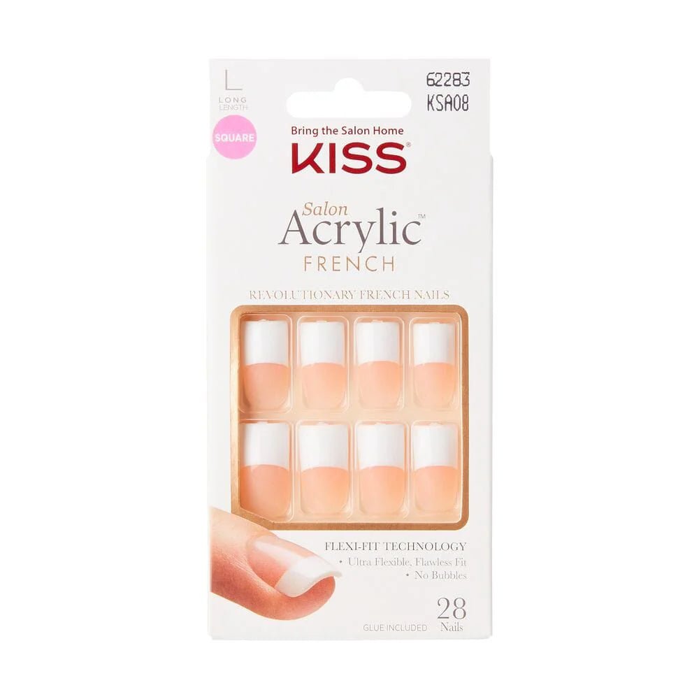 KISS Salon Acrylic French Nails – Classic & Elegant – Available in Multiple Shades KSA series - (06, 07, 08, 09, 11, 12, 15, 16) - Beauty Exchange Beauty Supply