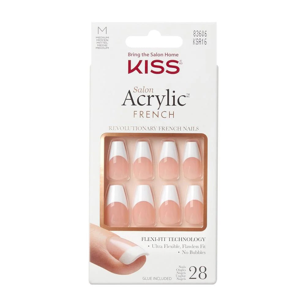 KISS Salon Acrylic French Nails – Classic & Elegant – Available in Multiple Shades KSA series - (06, 07, 08, 09, 11, 12, 15, 16) - Beauty Exchange Beauty Supply