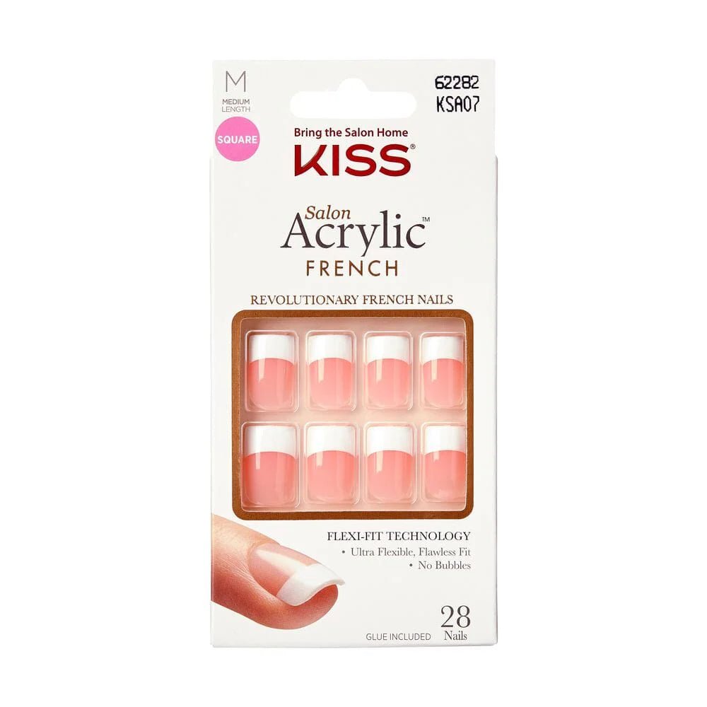 KISS Salon Acrylic French Nails – Classic & Elegant – Available in Multiple Shades KSA series - (06, 07, 08, 09, 11, 12, 15, 16) - Beauty Exchange Beauty Supply