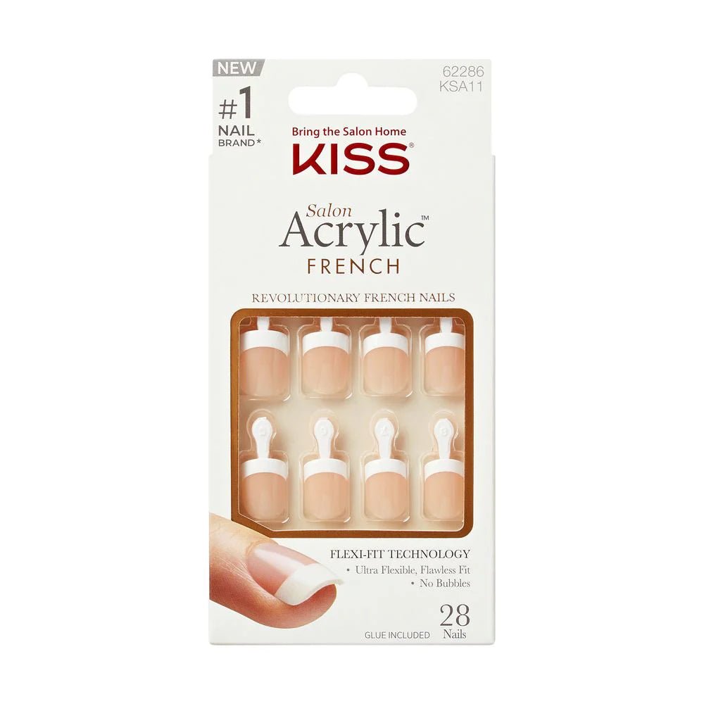 KISS Salon Acrylic French Nails – Classic & Elegant – Available in Multiple Shades KSA series - (06, 07, 08, 09, 11, 12, 15, 16) - Beauty Exchange Beauty Supply