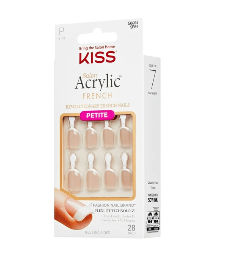 KISS Salon Acrylic French Nude Nails – 28 Nails with Glue - Beauty Exchange Beauty Supply