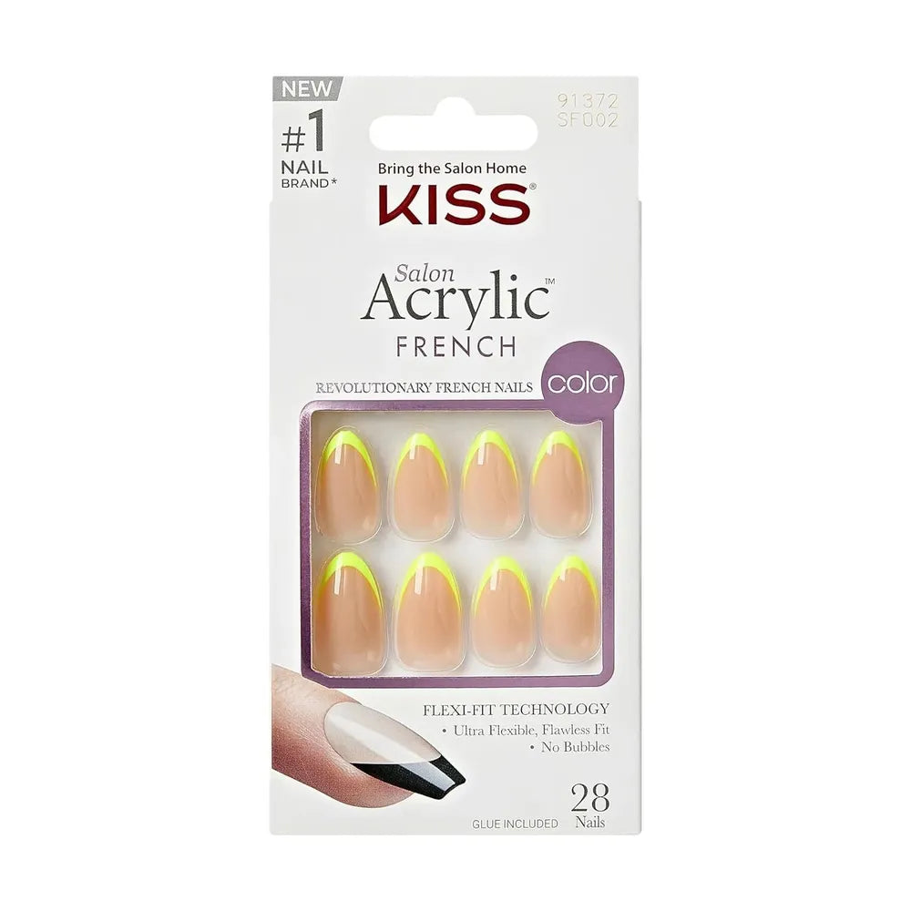 KISS Salon Acrylic French Short Nails โ 28 Natural - Look Nails with Glue (Styles 001, 002, 003, 004) - Beauty Exchange Beauty Supply